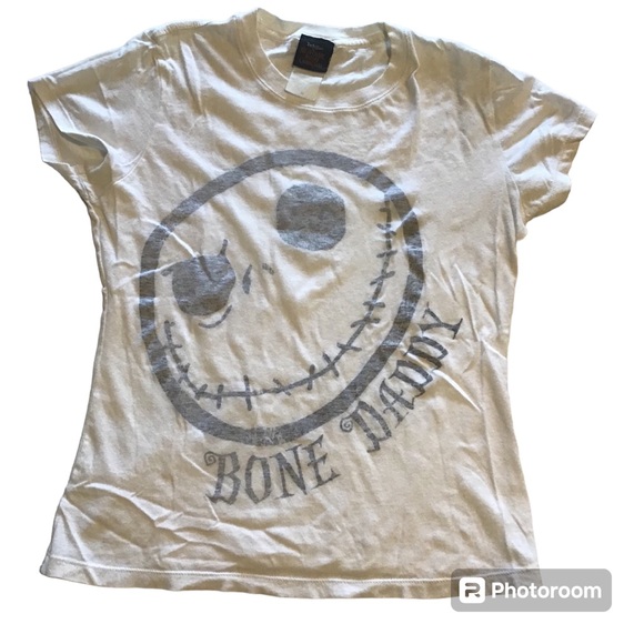 Vintage 90’s Kids Nightmare Before Christmas Bone Daddy White T Shirt M READ - Picture 1 of 8